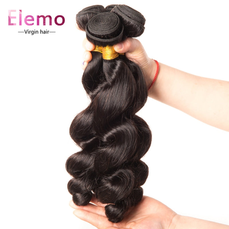 Elemo Virgin Hair Brazilian Loose Wave Human Hair Bundles 3PCS/Lot ...